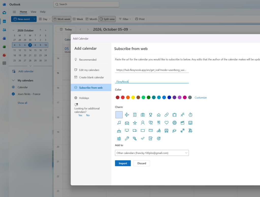 Capture decran 2026 10 07 153744 Syncing FlexyNook Bookings with Outlook and Google Calendar