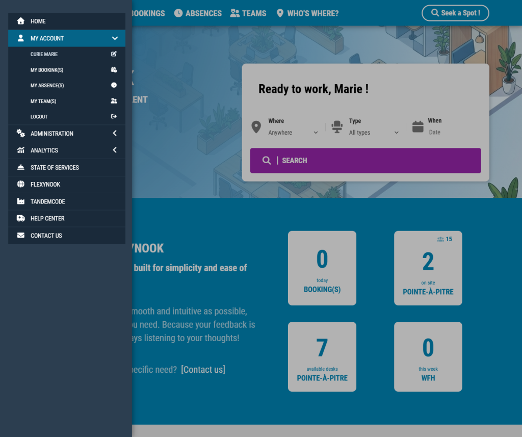 FireShot Capture 245 FlexyNook Your flex office manager hub.flexynook.app Handle my absences